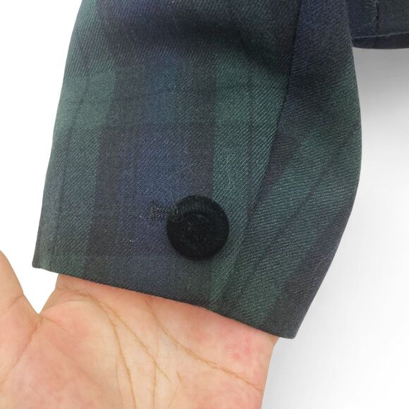 Vintage Laura Ashley Wool Plaid Skirt Suit Women’s 4 Navy Green Heritage Luxury - Picture 7 of 16